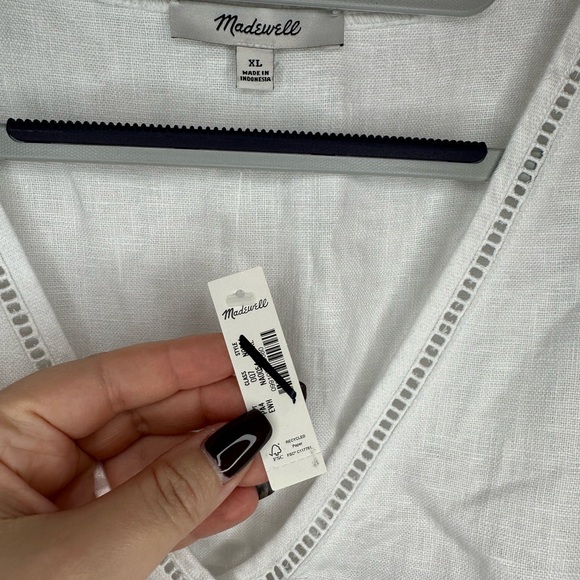 Madewell Cassie Button-Front Midi Dress in Linen XL Eyelet White - Picture 8 of 9